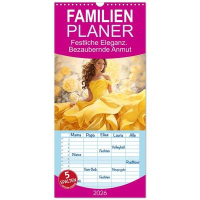 Familienplaner 2026 - Festliche Eleganz. Bezaubernde Anmut mit 5 Spalten (Wandkalender, 21 x 45 cm) CALVENDO