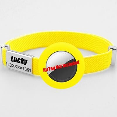 Uplift Essentials Fashion Airtag Cat Collar With Elastic Safety And Customized ID Tag yellow