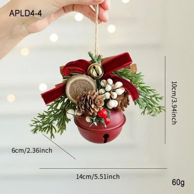 Uplift Treasures Christmas Bell Antlers Pinecone Hanging Ornament Decor h 100 Mm