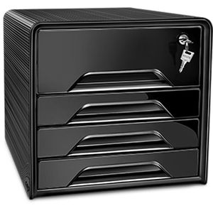 cep cep Schubladenbox 7-311S, Secure  Pro, A4, 4 Fächer, Kunststoff, abschließbar, schwarz