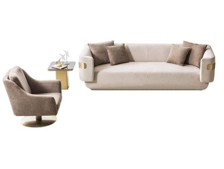 Xlmoebel Polstergarnitur Elegantes Sofa-Set mit Relaxsessel und Beistelltisch, 4-Sitzer, (Sofa-Set, 3-tlg., 4-Sitzer Sofa-Set), Made in Europa