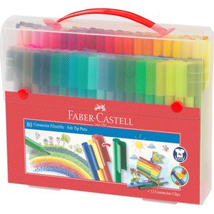 Faber-Castell Filzstifte 155579 Connector Pen, 0,8-2mm, im Koffer, auswaschbar, 80 Stück