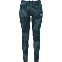 ODLO Damen Lauf- und Trainings-Tights mit Reflektoren und Print Zeroweight, Größe XL in Blau Blau
