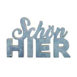 HOME STORY Schriftzug "Schön Hier"   , blau , MDF , Maße (cm): B: 1,6 H: 16