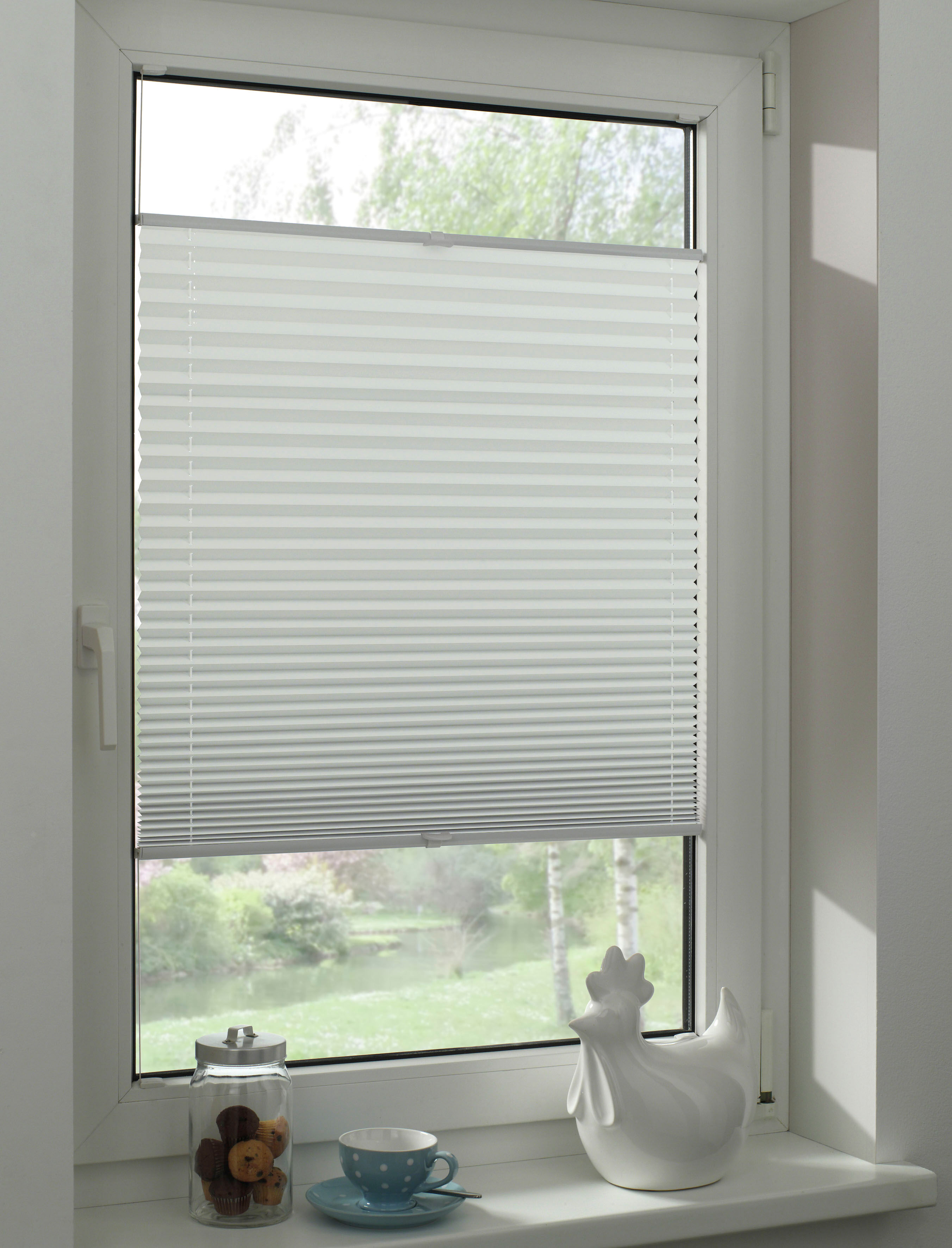 Plissee GARDINIA "Concept Thermo, mit Bohren, energiesparend, Innovative Technick", weiss (weiß), B:75cm H:130cm, Obermaterial: 100% Polyester, Plissees, Plissee, verschraubt, Innovative Träger- und Montagetechnik weiß 130cm, zweiseitig verschiebbar, 75cm