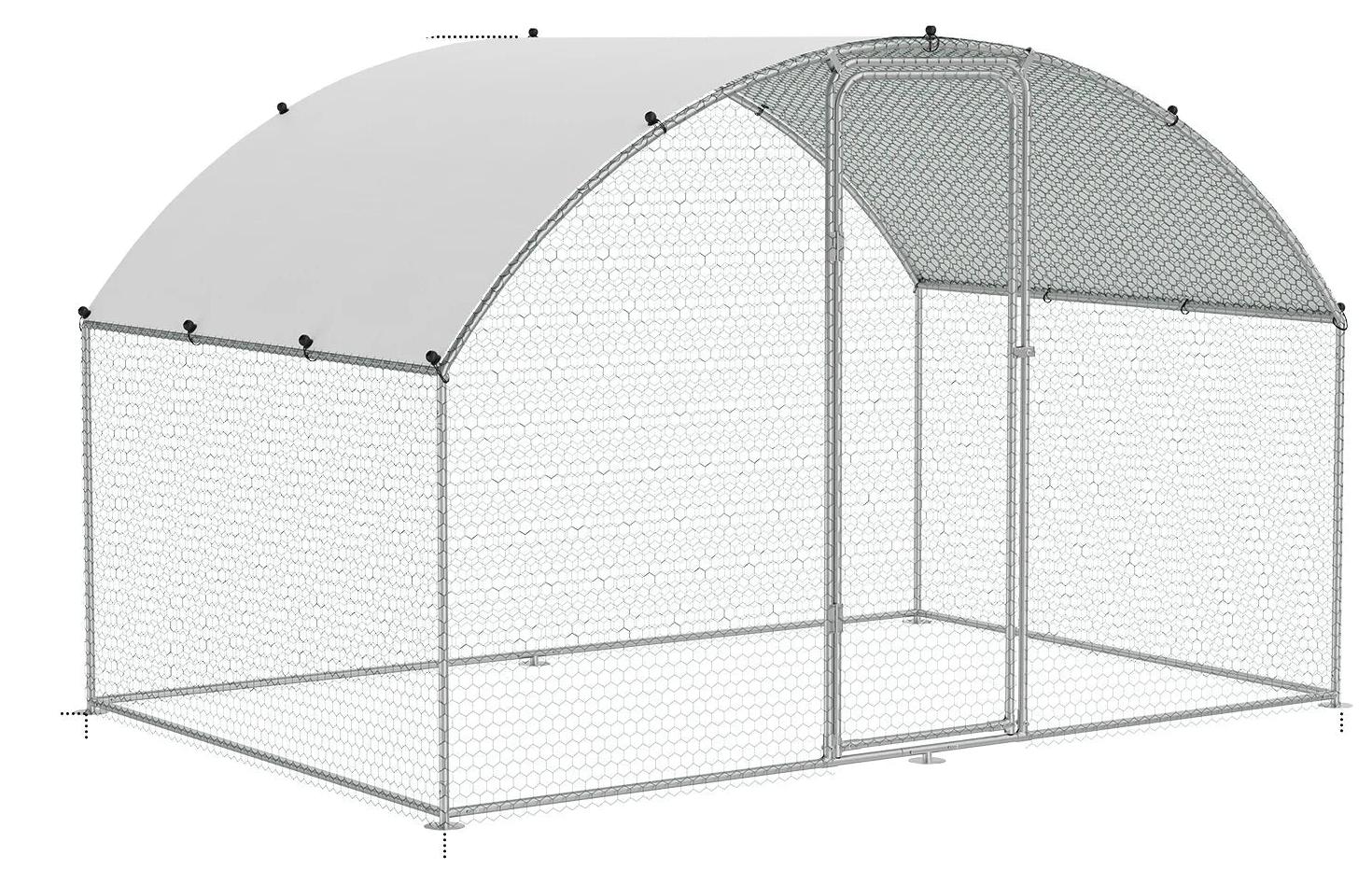 Hühnerstall - Hühnerzuchtgehege - Hühnergehege - Offener Hühnerstall - Großer Metallstall - 2x3x2 Meter - mit Dach - Kuppeldesign