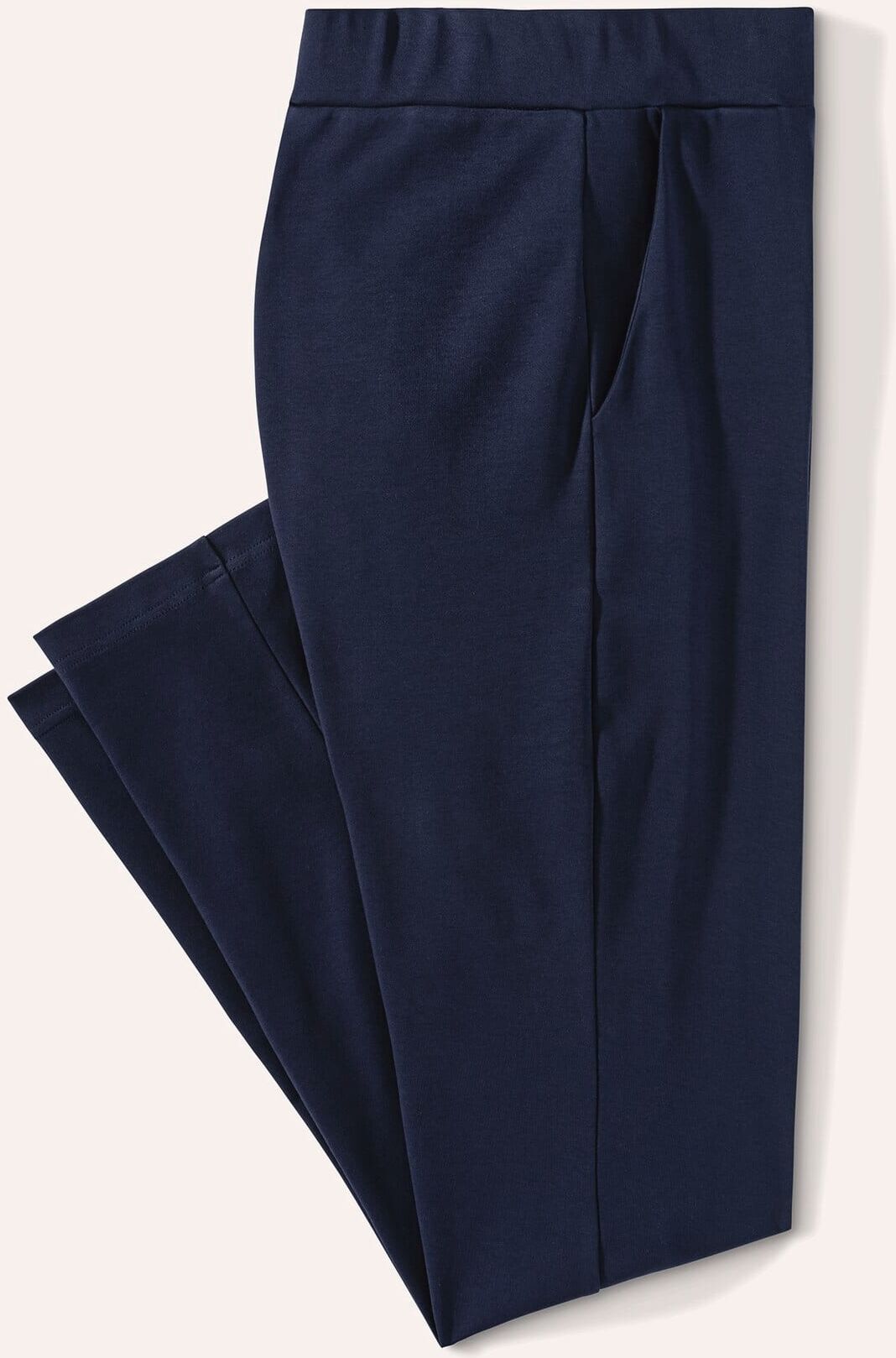 Walbusch Baumwollstretch Hose mit weitem Bei, normale Größen, Farbe Blau, 50, viel Bewegungsfreiheit weich und elastisch Damen