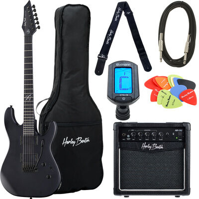 Harley Benton HWY-25BKS Progressive S Bundle Mattschwarz