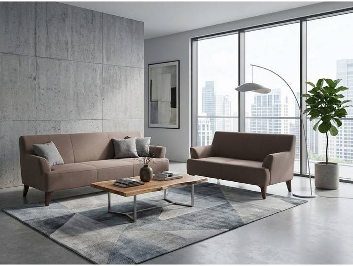 Xlmoebel Polstergarnitur 3-Sitzer Sofa 2-Sitzer Sofa braun modern funktional ergonomisch, (2-tlg., 2-tlg)