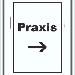 HB-Druck Praxis Schild mit Text und Richtungspfeil rechts Arzt Gesundheit hochkant A0 (841x1189mm)