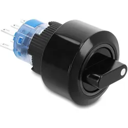 Delock Drehschalter zum Einbau 22 mm 6 x Lötanschluss rastend IP65 schwarz, Schalter + Taster, Schwarz