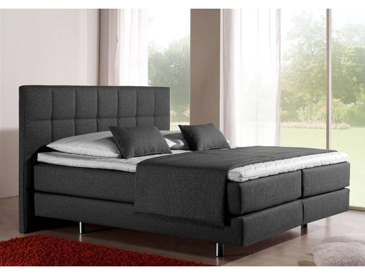 Boxspringbett, Strukturstoff, Grau, 158×210 cm, 7-Zonen-Kaltschaummatratze, Modern, Inosign
