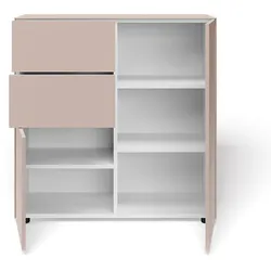 Container mit 2 Türen und Schubladen Connect MDF rose matt lackiert rosa H 102 cm 100x102x48