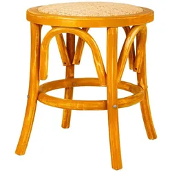 HOCKER aus Holz und Rattan, braun, 40x45cm