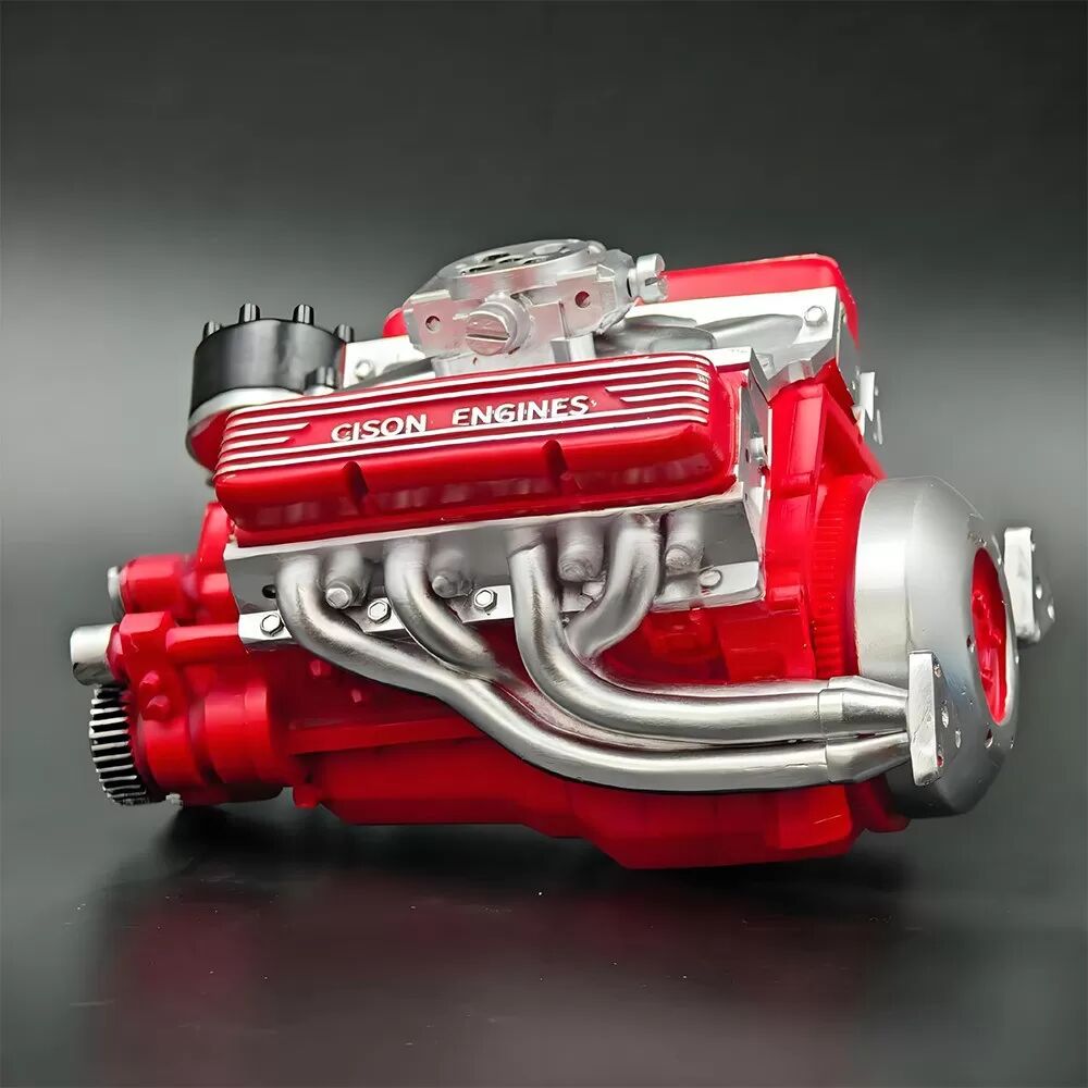 INF V8 Motor Modell Bausatz – Harz Handwerk Ornament für Zuhause, Büro, Arbeitszimmer Rot