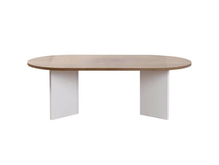 Table basse ovale effet Noyer et piètement blanc 119 cm - Orane
