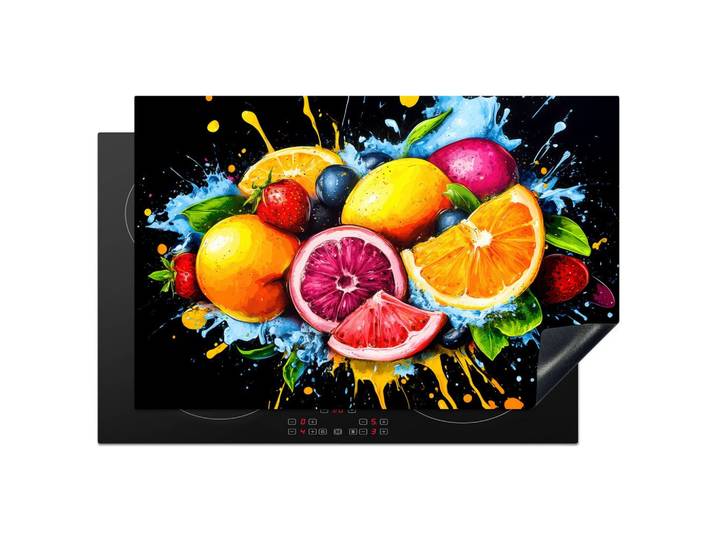 HERDABDECKPLATTE Obst - Graffiti - Bunt - Orange - Erdbeere - Abstrakt Abdeckung Ceranfeld 81.2x52 cm