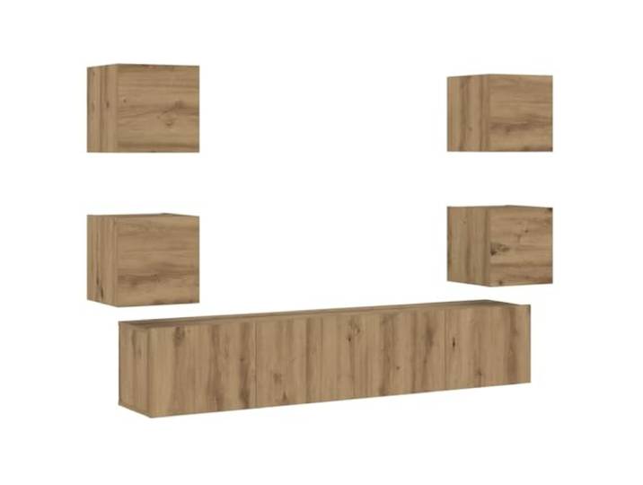 Makastle TV-Wandschrank 6 STK. Artisan-Eiche 80x30x30 cm