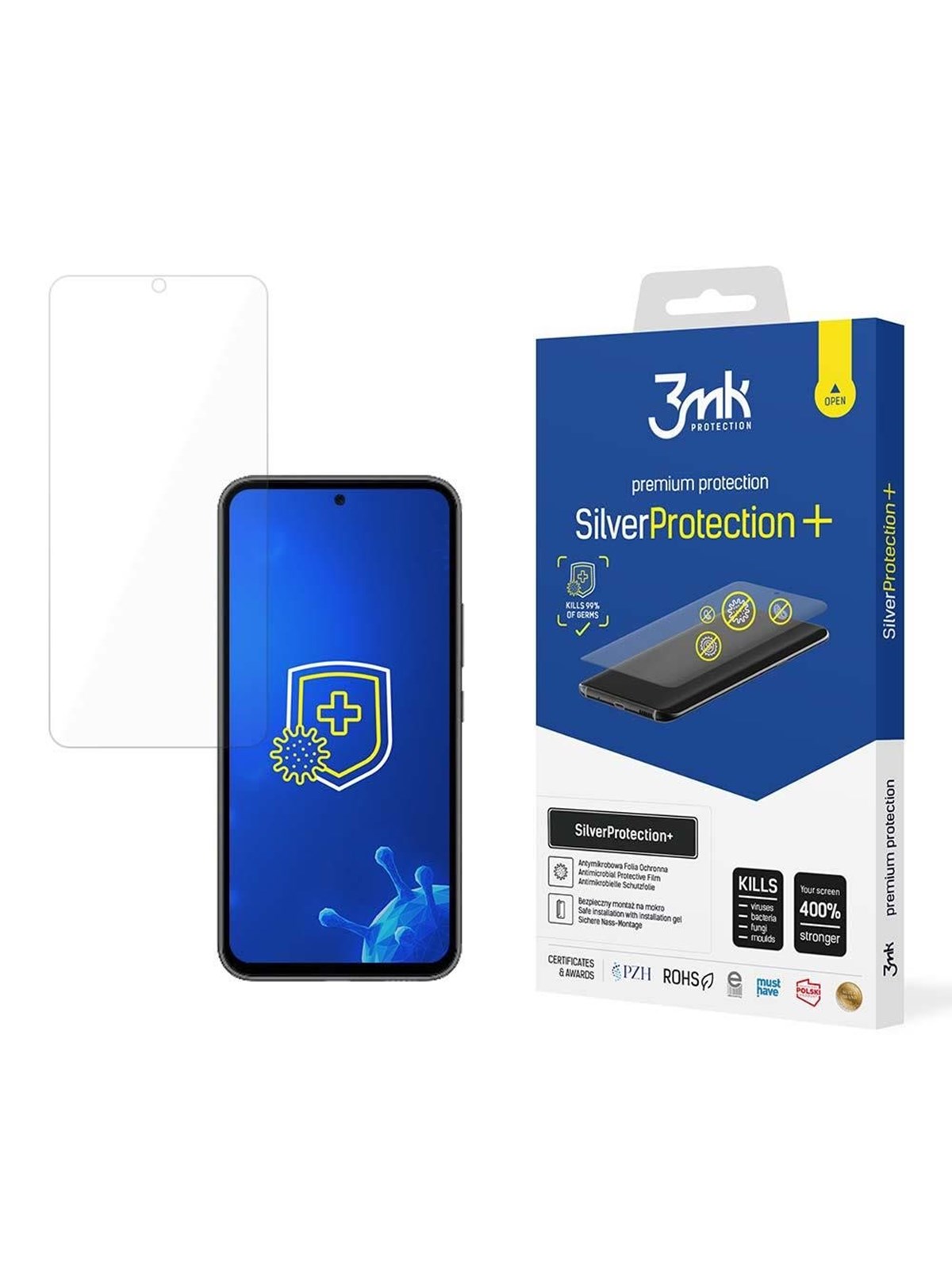 3mk Screen Protector for Samsung Galaxy A54 5G Antibacterial Screen for Gamers from the Silver Protection+ Series
