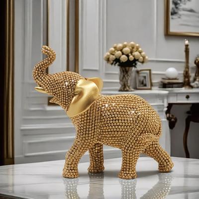 Multisell Products Hub Good Luck Golden Elephant Beaded Figurine Decorative Animal Holiday Christmas Ornament Housewarming Gift Good Luck Golden Elephant Beaded Figurine Decorative Animal Holiday Christmas Ornament Housewarming Gift