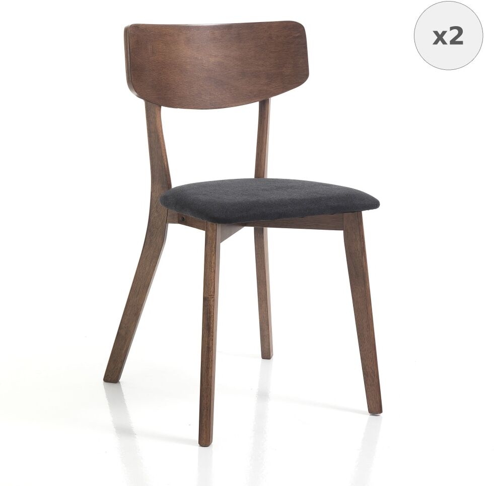 ORESTELUCHETTA Lot de 2 chaises tissu gris h80 x l44 x p47 Marron 44x80x47cm