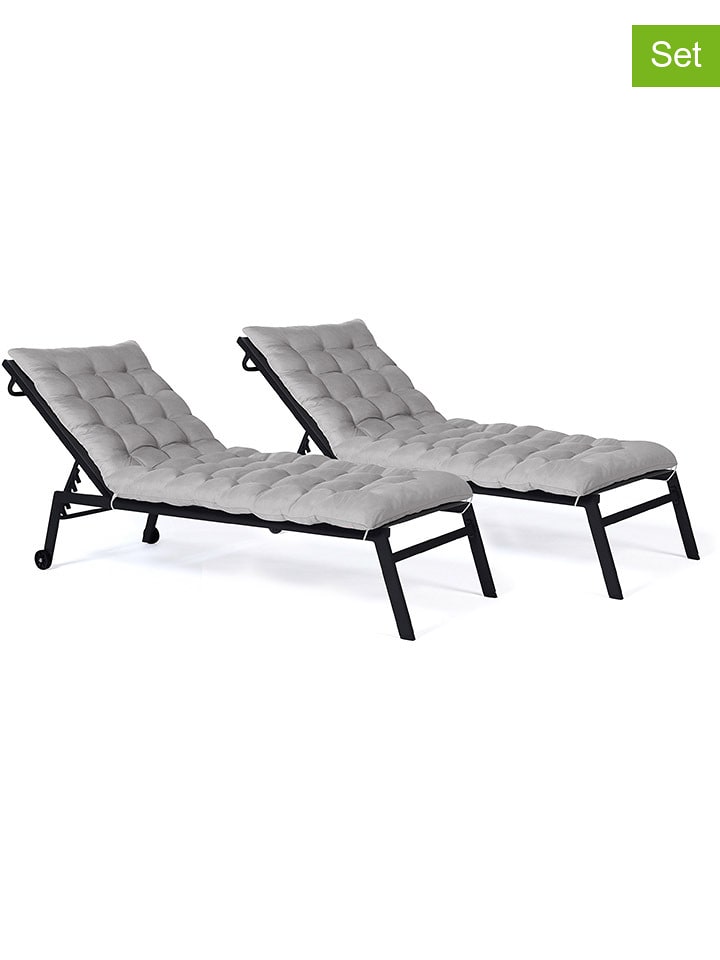 Inkazen 2er-Set: Liegestuhlauflagen in Grau - (L)180 x (B)52 cm - onesize