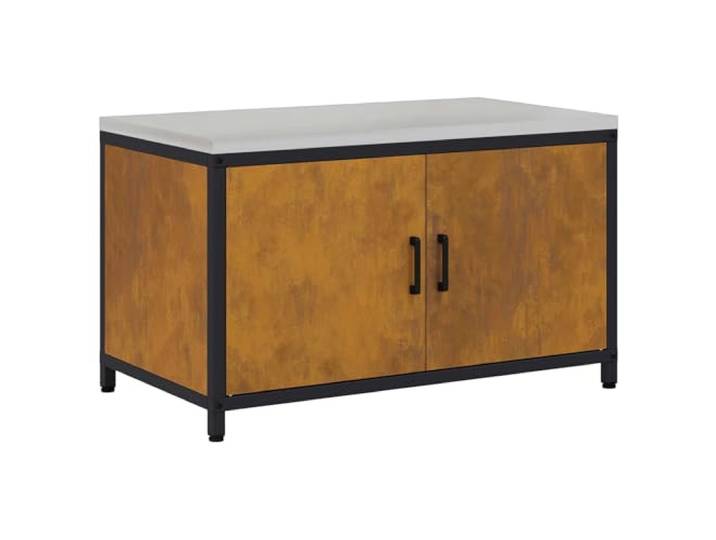 KUPTYERFG Outdoor Küchenschrank HATTEM 90x50x53 cm Rostig Stahl Stabiler Metall-Beistellschrank mit 2 Türen für Gartenküche und Grillbereich, bietet ordentliche Ablage für Outdoor-Zubehör.