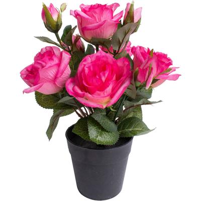 Kunstblume BOTANIC-HAUS "Rosenbusch", bunt (beauty), B:20cm H:27cm T:20cm Ø:20cm, Kunststoff, Kunstpflanzen
