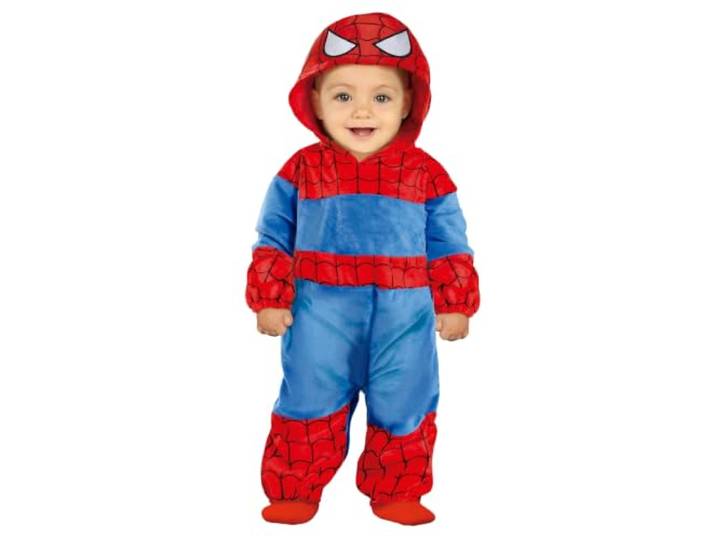 Fiestas Guirca Babykostuum Super Held - pak lichtblauw en rood met spinnenprint voor baby van 12-18 maanden