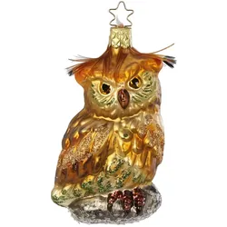INGE-Glas Manufaktur Eule 10.5 cm - Inge-Glas 10192S015 Tief im Wald - Christbaumschmuck Glas mundgeblasen Deko Baumschmuck Strauchschmuck