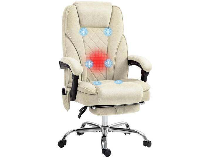 ComfortXL Chefsessel De-11727 mit Massage- & Heizfunktion Beige, 72x119x67 cm, Büromöbel, Bürostühle, Chefsessel