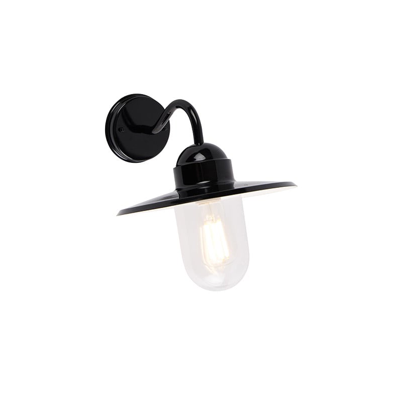 Qazqa Moderne Buitenwandlamp Zwart IP44 - Metalen Wandlamp voor Tuin en Terras