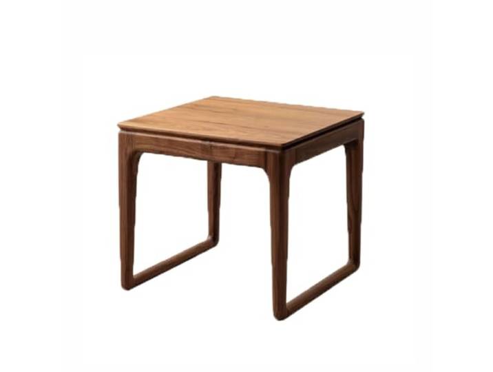 Beistelltisch, modern, schlicht, aus schwarzem Walnussholz, Massivholz Couchtisch, Wohnzimmer, Sofa, quadratisch, seitliches Erkerfenster, kleines Tee-Wohnzimmer