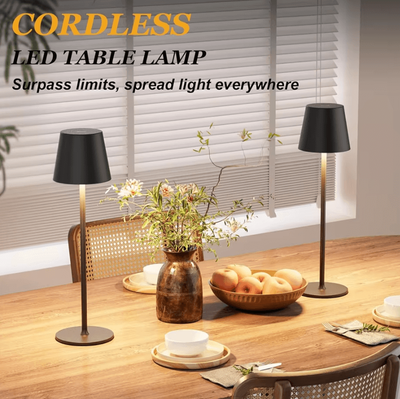 Inspire Curations RGB Cordless Table Lamp With Touch Control & Rechargeable Battery For Bedroom & Nightstand rgb Colors black Body