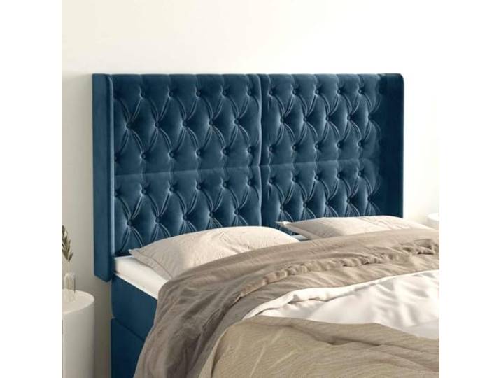 RJPLMFV Kopfteil aus Velours, Dunkelblau, 163 cm Höhenverstellbar, stabile Holzbeine, Rückenstütze, für Erwachsene