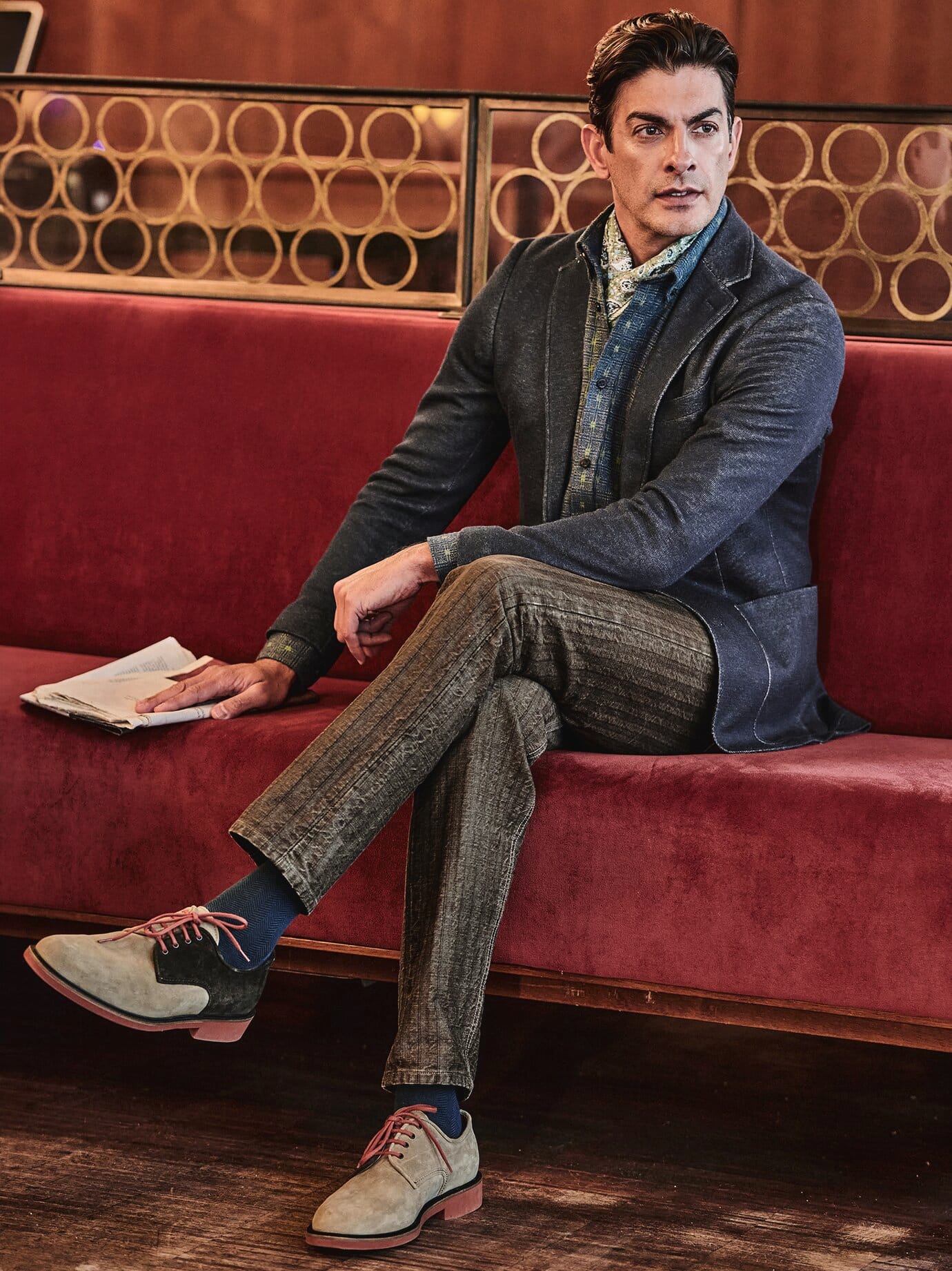 Mey & Edlich Spina-di-Pesce-Socke Blau 39-42