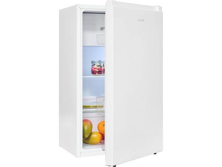 exquisit Kühlschrank KS117-3-011E weiss, 84 cm hoch, 48 cm breit, Perfekte Kühlung & Gefrierfach: 82 L Mini-Kombi für jede Küche