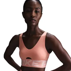 NIKE Pro Indy Plunge Medium Support Padded Sport-BH Damen 844 - apricot agate/washed coral/white L