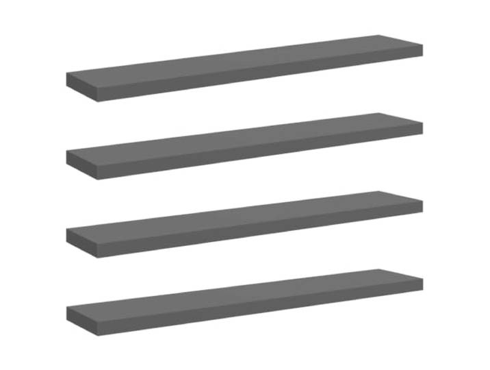 QINXIXINAIXI Schweberegale 4 STK. Hochglanz-Grau 120x23,5x3,8 cm MDF Unsichtbares Befestigungssystem, Metallrahmen, Wabenplatten-Design, für Bücher, Sammlerstücke, Dekoartikel
