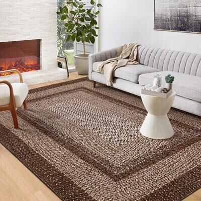 Garvee Gradient Braided Printed Machine Washable Rug
