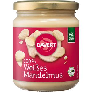 Davert Nussmus weißes Mandelmus, BIO, 100% Mandel, ohne Zuckerzusatz & Palmöl, 250 g