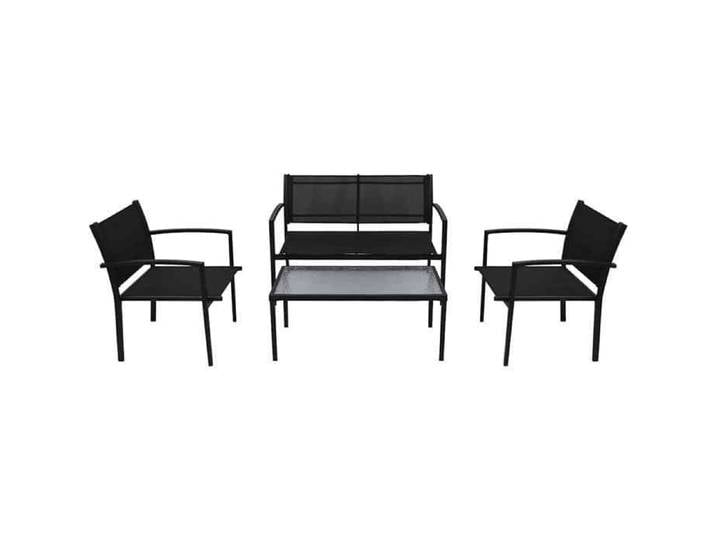 Mobilier de jardin - ORVEL - Salon bas de jardin - 4 pcs - Textilène - Noir 53640