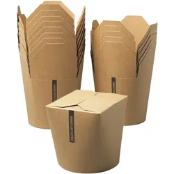 #IAMPLASTICFREE 500 Stück Snackbox 400ml aus braunem Kraftpapier - Asiabox, Dönerbox, Einwegbox, biologisch abbaubar, hitzeresistent, ungebleicht