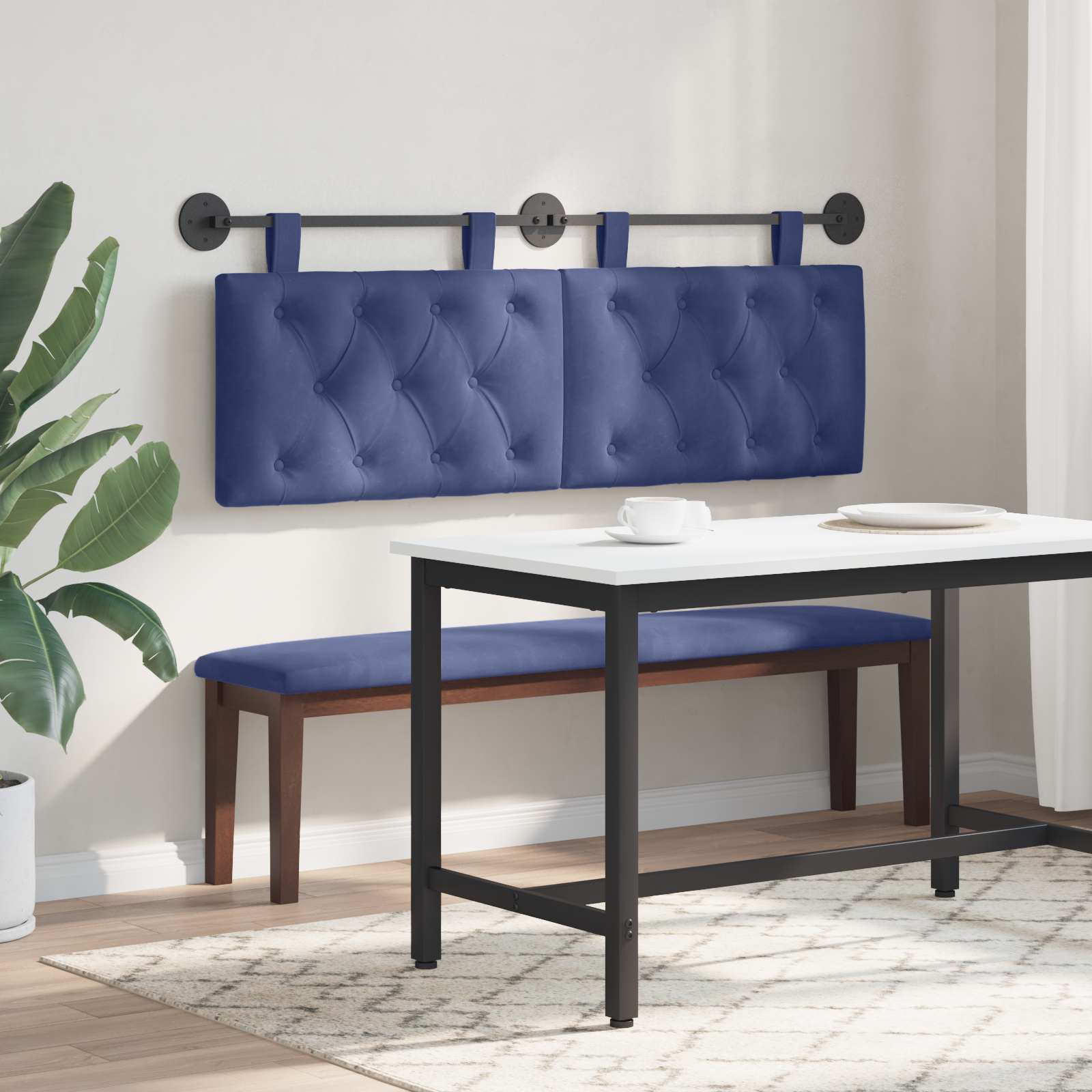 vidaXL Tête de lit suspendue Bleu police Velours