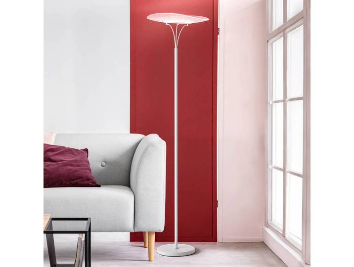 Fabas Luce LED Stehlampe Vela, dimmbar, weiß / opal, für Wohn- / Esszimmer, Metall, Modern