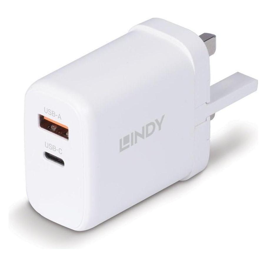 Lindy 65W USB Typ A & C GaN Charger Zwei Geräte gleichzeitig aufladen mit GaN-, PD 3.0- und PPS-Technologi (65 W, 2 Ports) (73428)