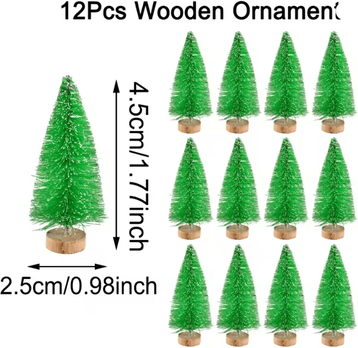Inspire Essentials Mini Wood Christmas Trees Tabletop Decor Set e