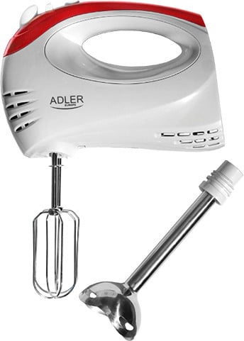 Camry Adler AD 4212 handmixer, rood/wit, 300 W, kunststof en roestvrij staal