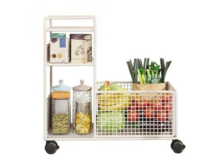 SDA287MZ Rollender Warenwagen, beweglicher Küchenobstwagen Couchtisch(Weiß)