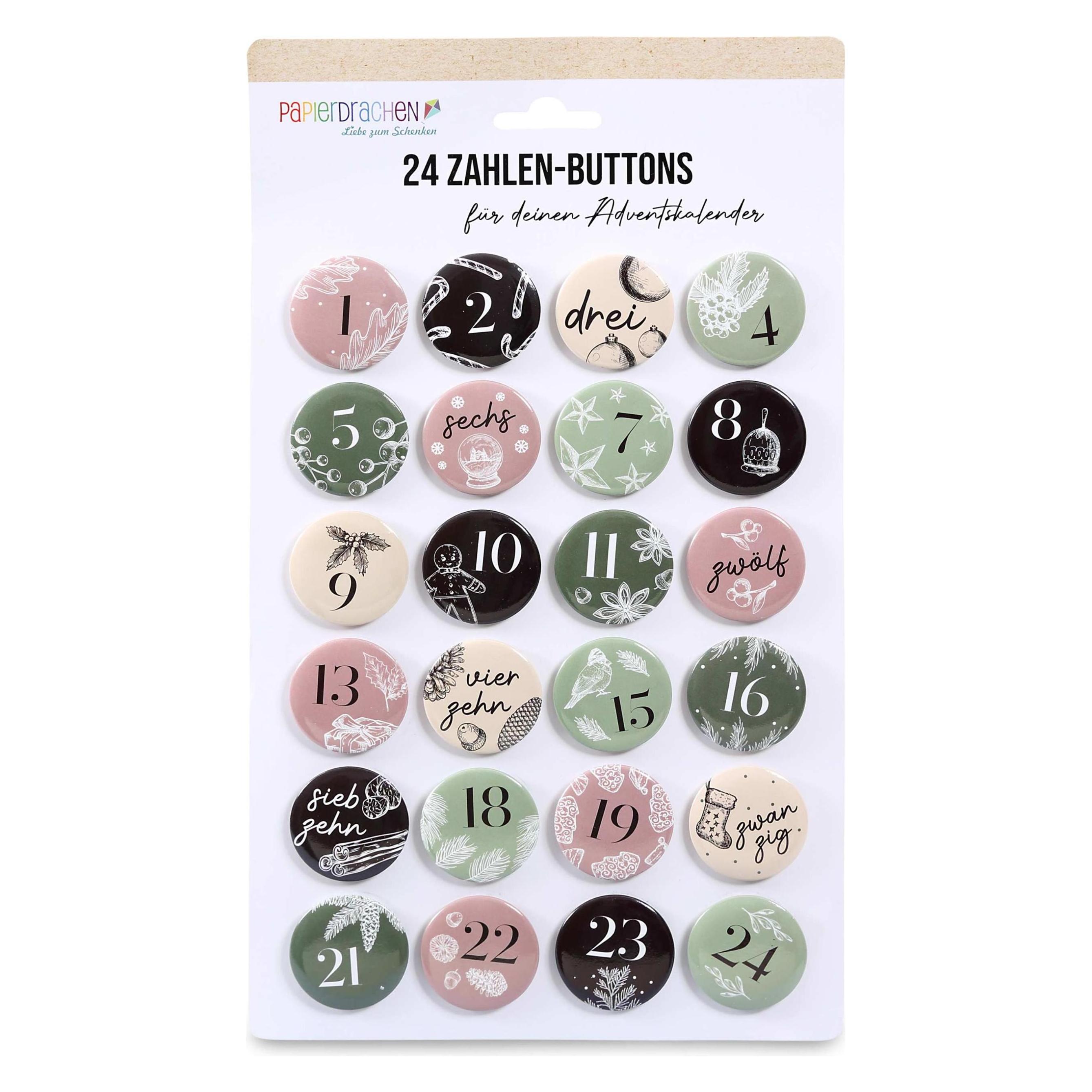 Papierdrachen Button Zahlen Pastell (B400-011-004)